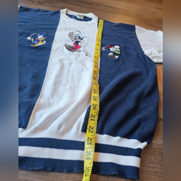 Rare Vintage Disney Mickey Donald Goofy Golfing Knit Thick Striped Sweater - Picture 10 of 12